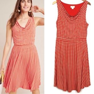 Anthropologie Maeve Orange Daisy Printed Midi Dress